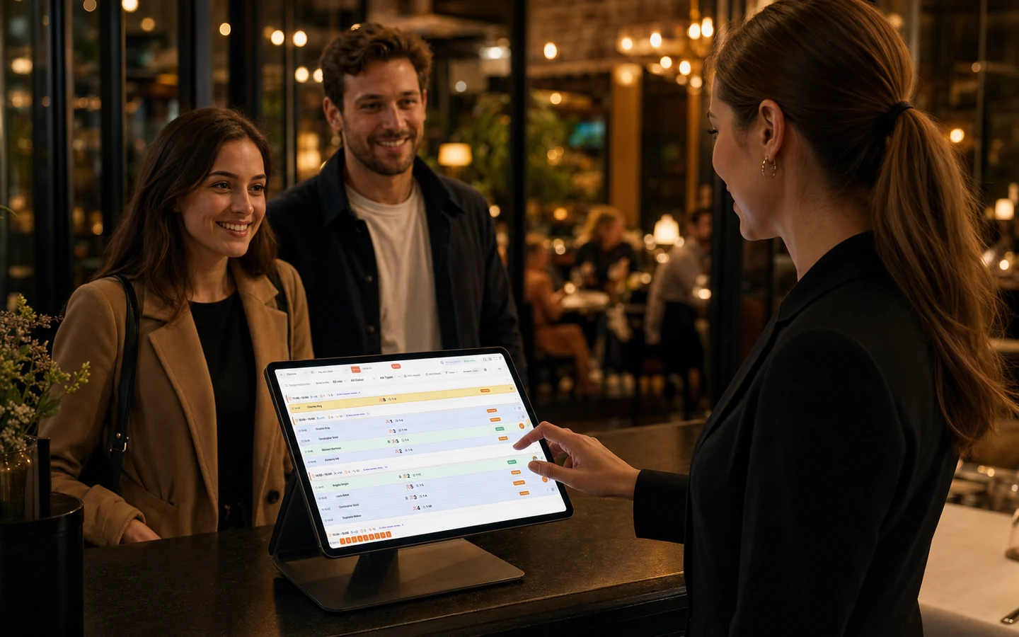 10Seat host app floor plan on a tablet during service
